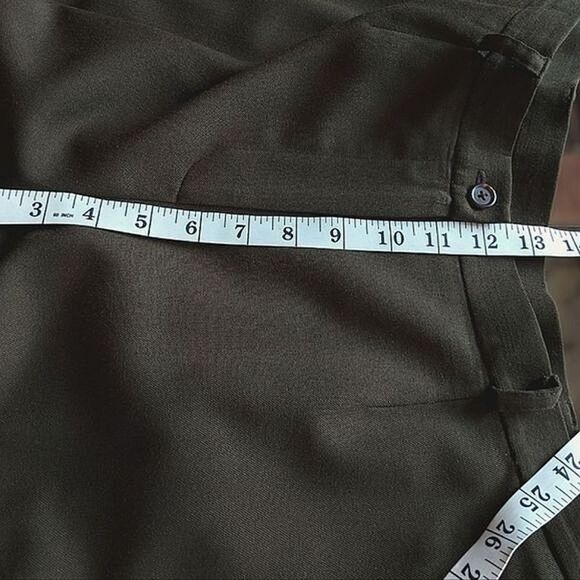 Vtg Ralph Lauren dark olive pleated wool blend trousers - Picture 7 of 9